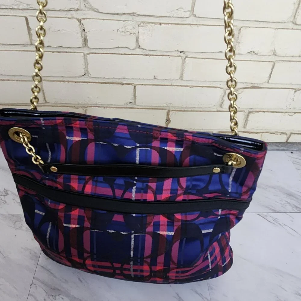 New Rare Coach Poppy Tartan Signature C's Plaid Shoulder Bag